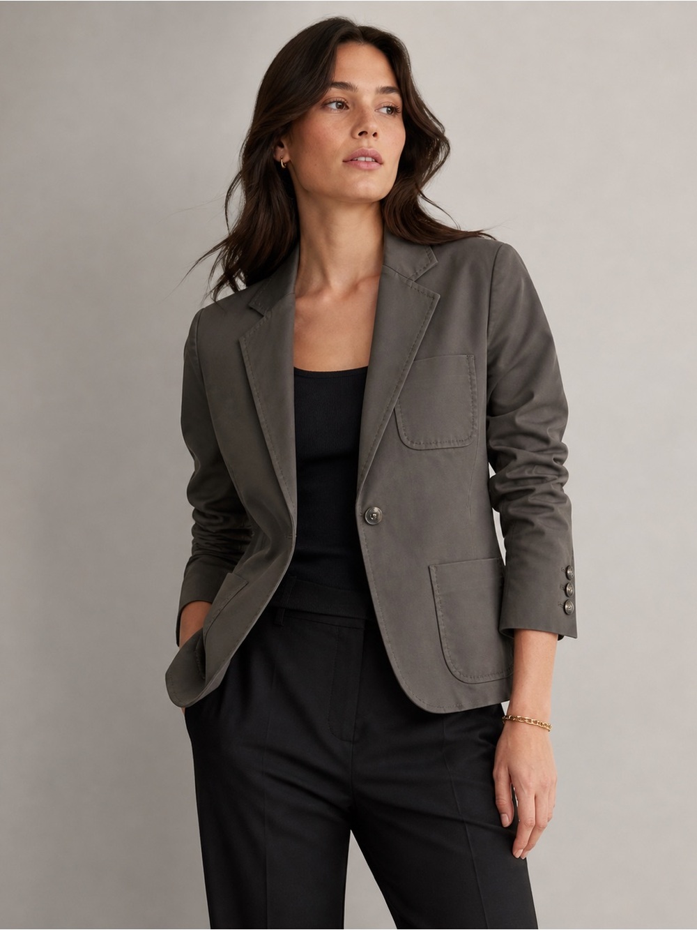 Theory  Women's Classic Gray olive green Blazer button
